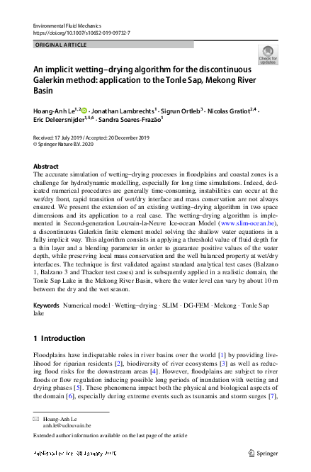 (PDF) An implicit wetting–drying algorithm for the discontinuous ...