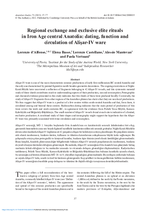 (PDF) Regional exchange and exclusive elite rituals in Iron Age central ...