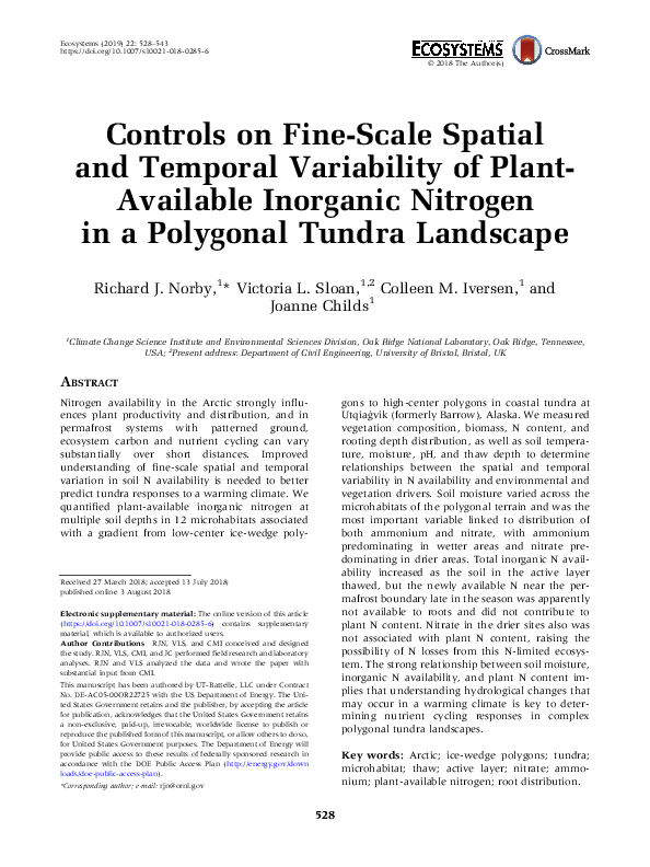 (PDF) Controls on Fine-Scale Spatial and Temporal Variability of Plant ...
