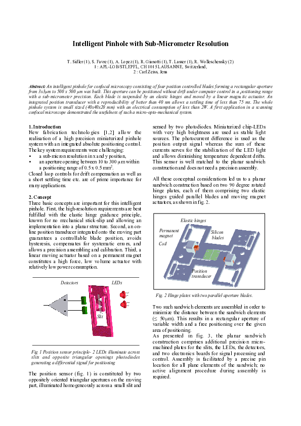 (PDF) Intelligent Pinhole with Sub-Micrometer Resolution