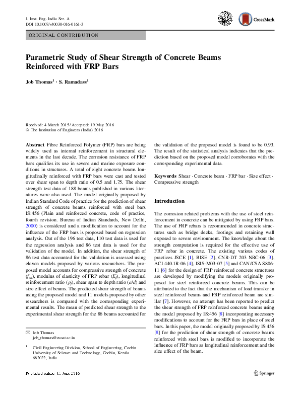 (PDF) Parametric Study of Shear Strength of Concrete Beams Reinforced ...