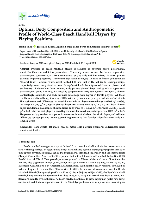 (PDF) Optimal Body Composition and Anthropometric Profile of World ...