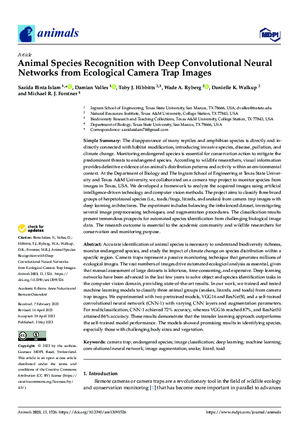 (PDF) Animal Species Recognition with Deep Convolutional Neural ...