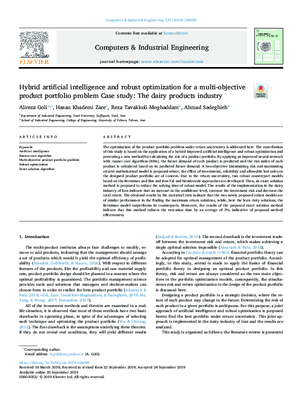 (PDF) Hybrid artificial intelligence and robust optimization for a ...