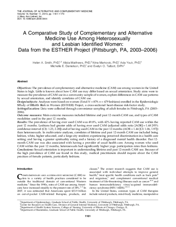 (PDF) A Comparative Study of Complementary and Alternative Medicine Use ...
