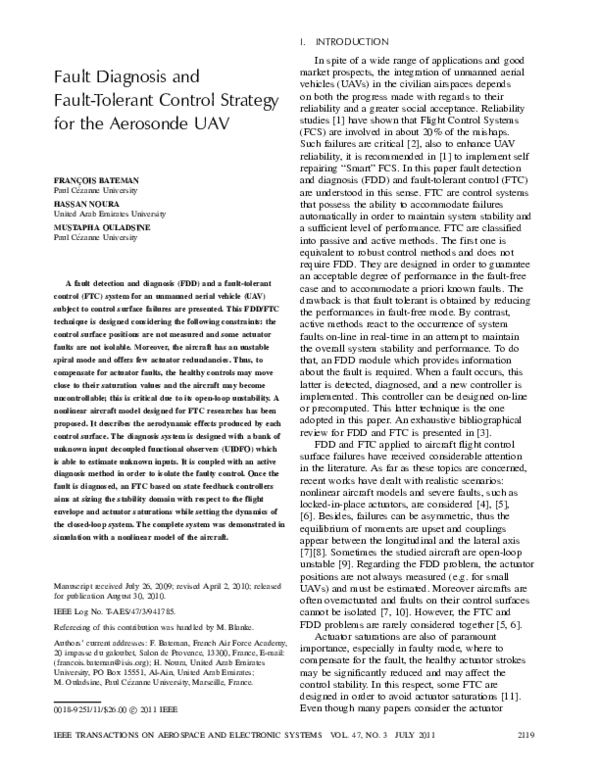 (PDF) Fault Diagnosis and Fault-Tolerant Control Strategy for the ...