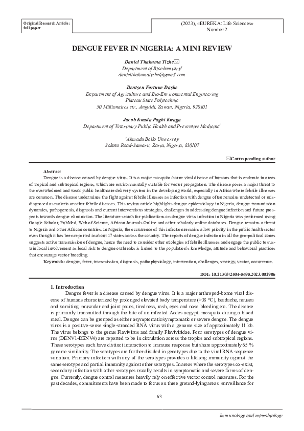 (PDF) Dengue fever in Nigeria: a mini review
