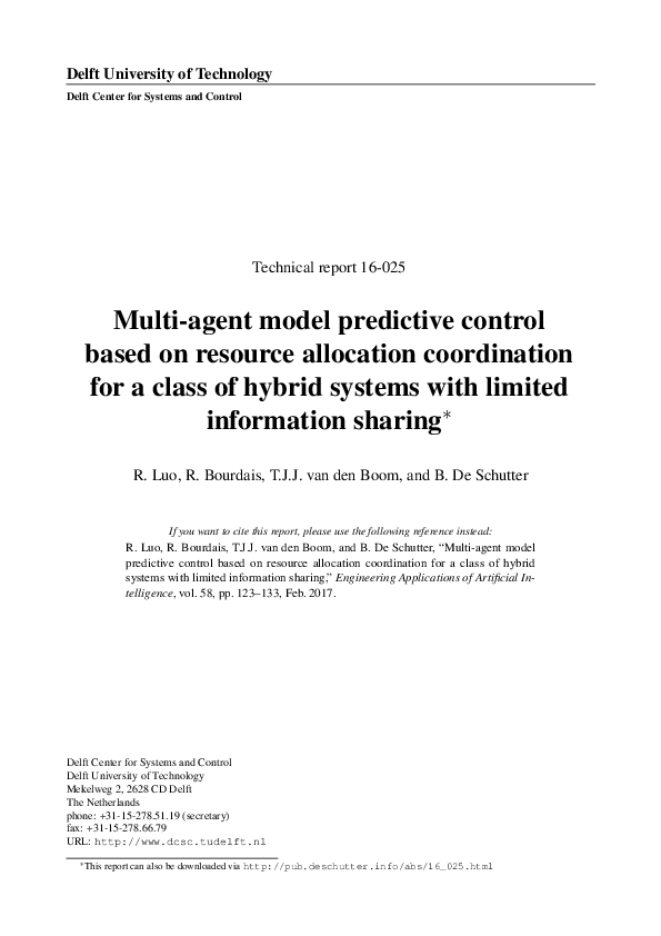 (PDF) Multi-agent model predictive control based on resource allocation ...