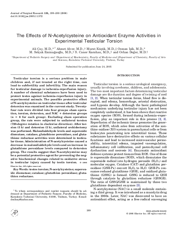 (PDF) The Effects of N-Acetylcysteine on Antioxidant Enzyme Activities ...