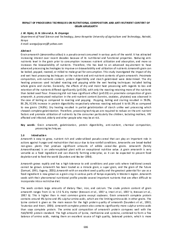 (PDF) Impact of Processing Techniques on Nutritional Composition and ...