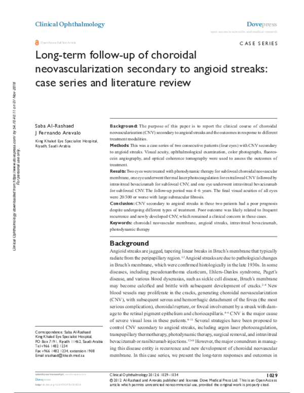 (PDF) Long-term follow-up of choroidal neovascularization secondary to ...