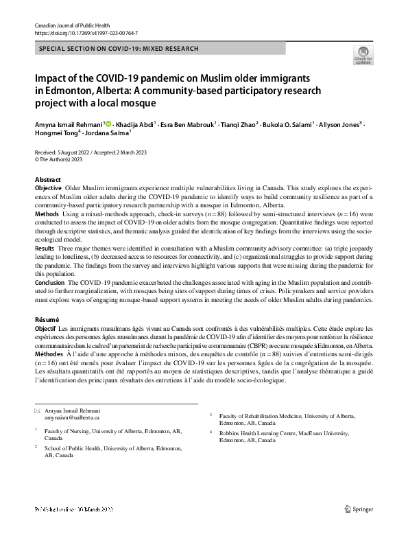 (PDF) Impact of the COVID-19 pandemic on Muslim older immigrants in ...