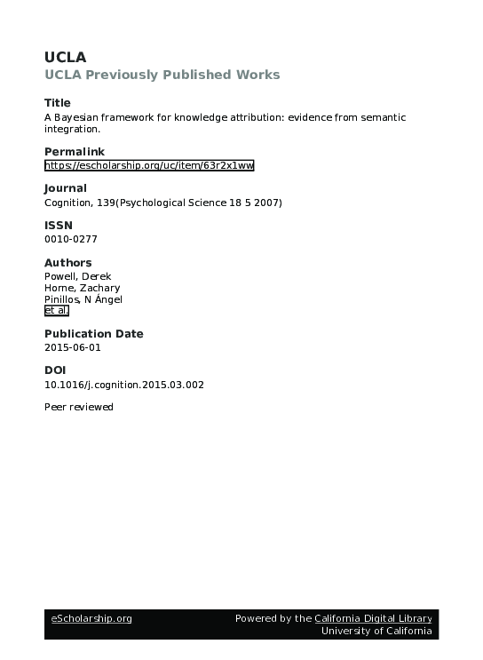 (PDF) A Bayesian framework for knowledge attribution: Evidence from ...