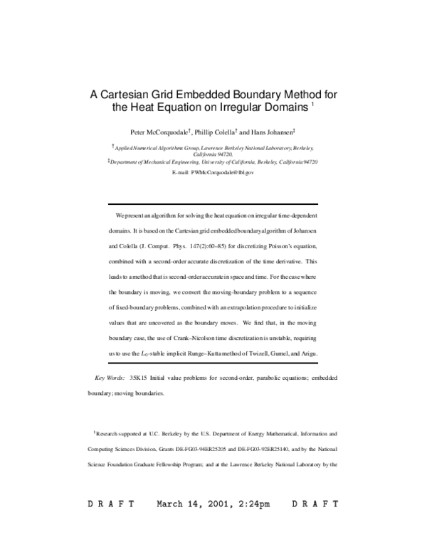 (PDF) A Cartesian Grid Embedded Boundary Method for the Heat Equation ...