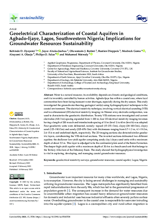 (PDF) Geoelectrical Characterization of Coastal Aquifers in Agbado ...