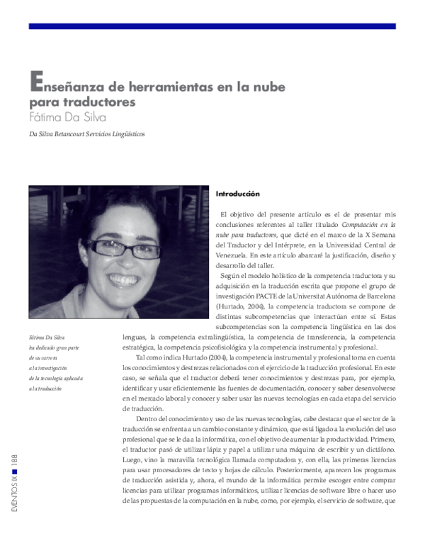 (PDF) Enseñanza de herramientas en la nube para traductores