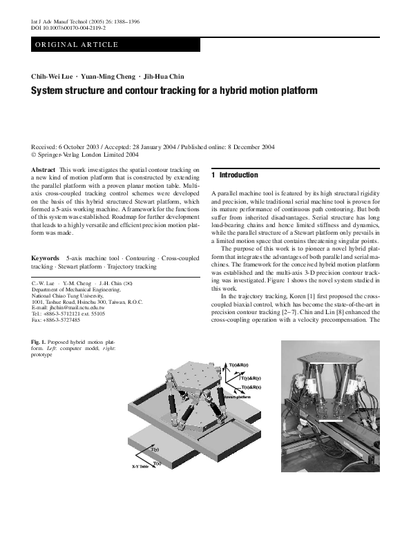 (PDF) System structure and contour tracking for a hybrid motion