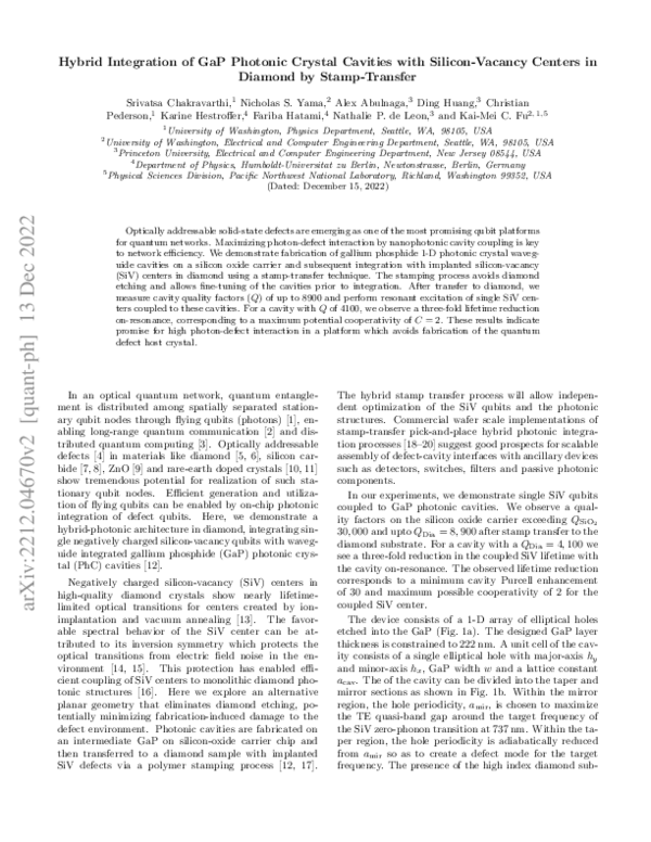 (PDF) Hybrid Integration of GaP Photonic Crystal Cavities with Silicon ...