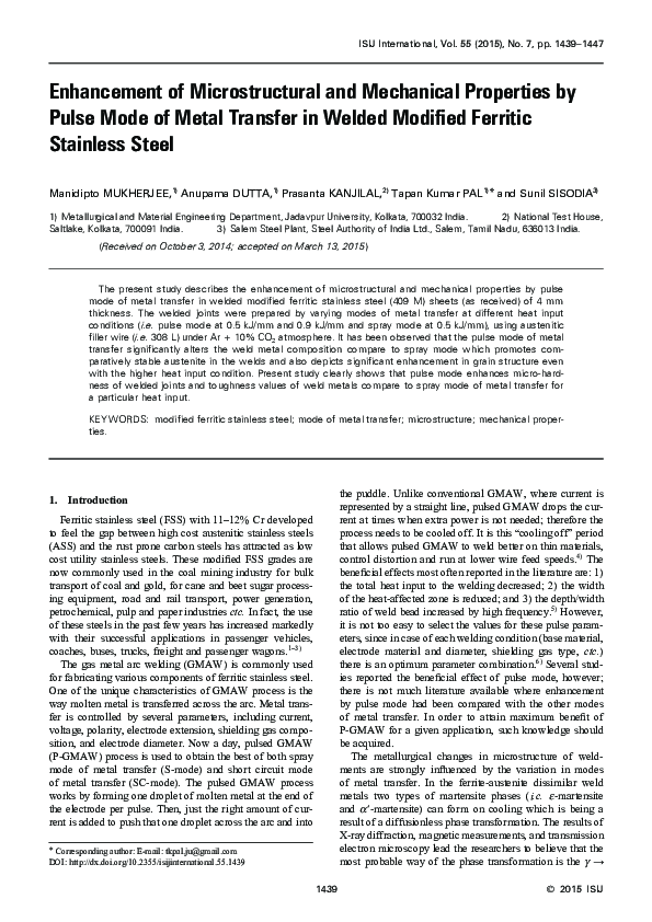 (PDF) Enhancement of Microstructural and Mechanical Properties by Pulse ...