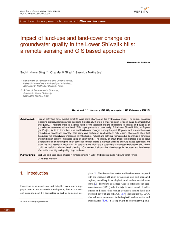 (PDF) Impact of land use and land cover change on groundwater recharge ...