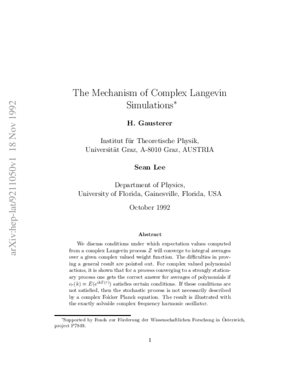 (PDF) The mechanism of complex Langevin simulations