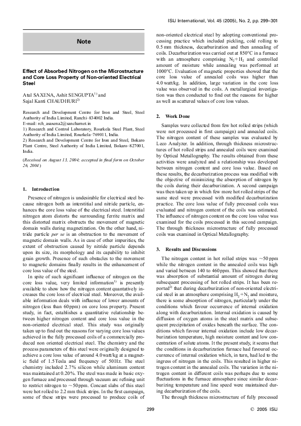 (PDF) Effect of Absorbed Nitrogen on the Microstructure and Core Loss ...