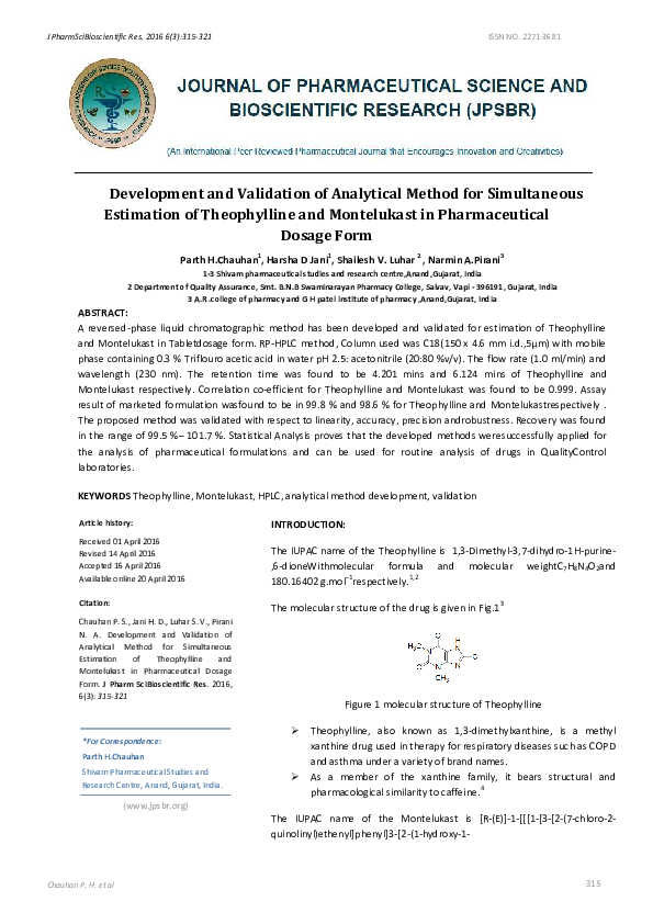(PDF) Development and Validation of Analytical Method for Simultaneous ...