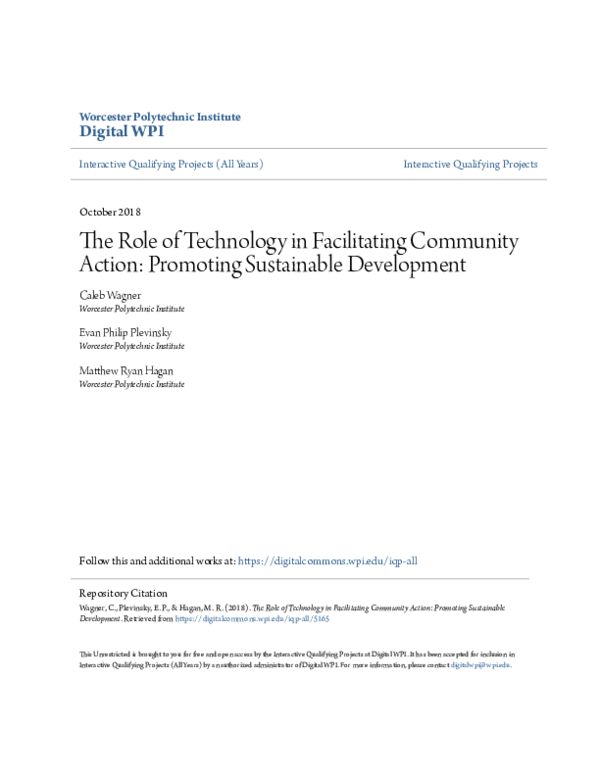 (PDF) The Role of Technology in Facilitating Community Action ...