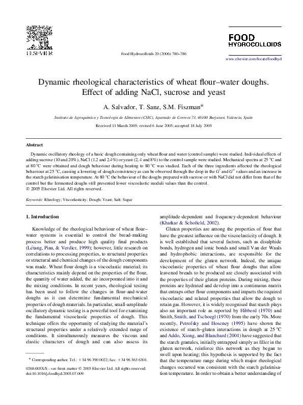 Dynamic rheological characteristics of wheat flour–water doughs. Effect ...