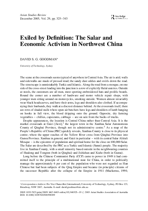 (PDF) Exiled by definition: The Salar and economic activism in ...