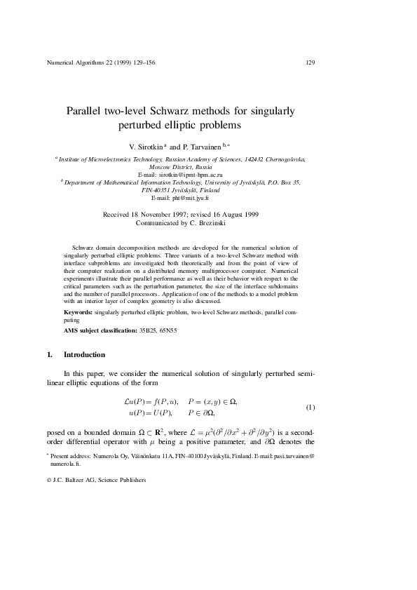 (PDF) Parallel two-level Schwarz methods for singularly perturbed ...
