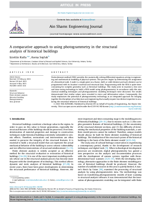 (PDF) A comparative approach to using photogrammetry in the structural ...