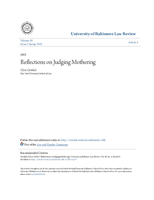 (PDF) Reflections on Judging Mothering