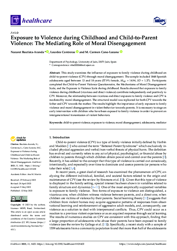 (PDF) Exposure to Violence during Childhood and Child-to-Parent ...