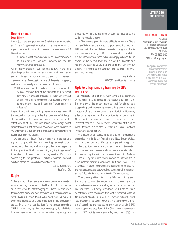 (PDF) Uptake of spirometry training by GPs