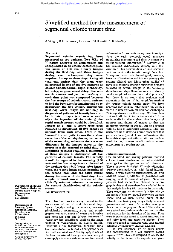 (PDF) Simplified method for the measurement of segmental colonic ...