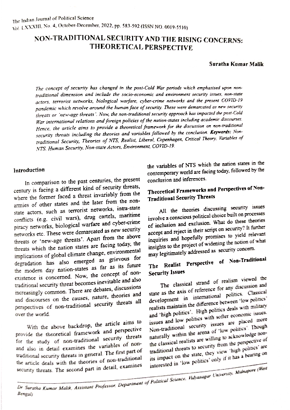 (PDF) Non-traditional Security and the Rising Concerns: Theoretical ...