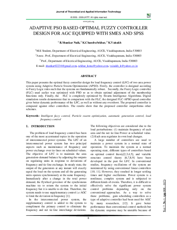 (PDF) Adaptive Pso Based Optimal Fuzzy Controller Design for Agc ...