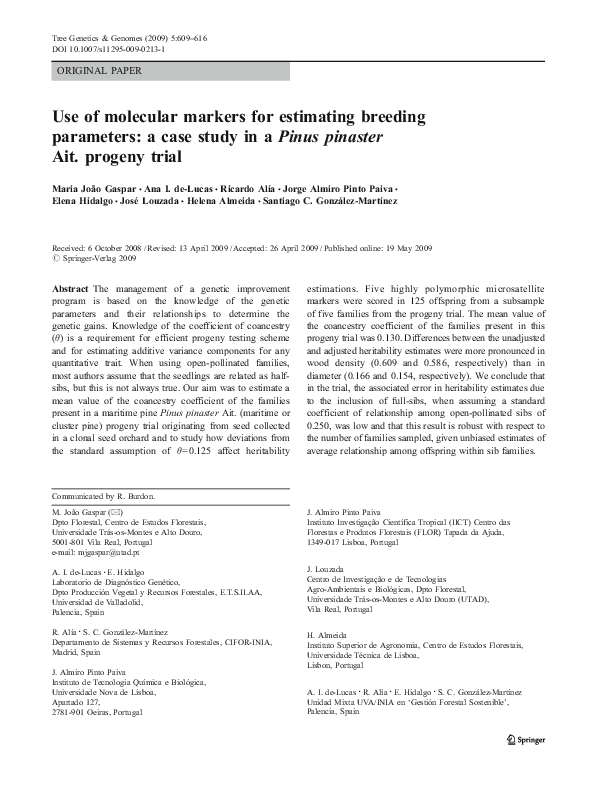 (PDF) Use of molecular markers for estimating breeding parameters: a ...