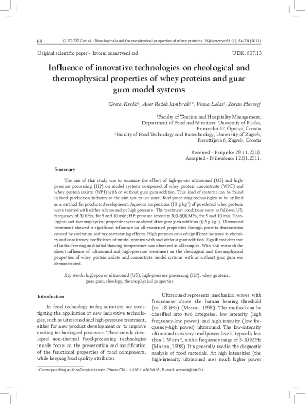 (PDF) Influence of novel food processing technologies on the