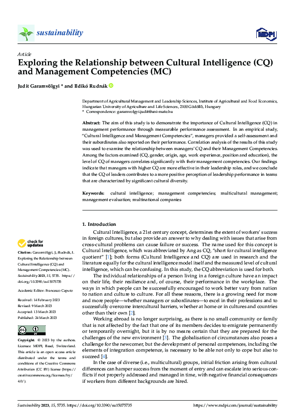 (PDF) Exploring the Relationship between Cultural Intelligence (CQ) and ...