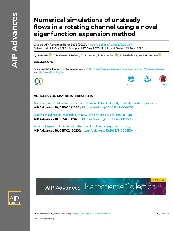 (PDF) Numerical simulations of unsteady flows in a rotating channel ...