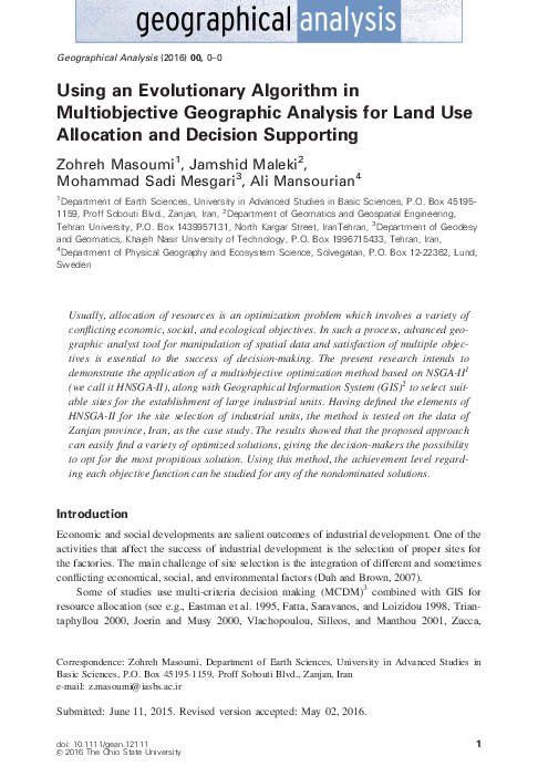 (PDF) Using an Evolutionary Algorithm in Multiobjective Geographic ...