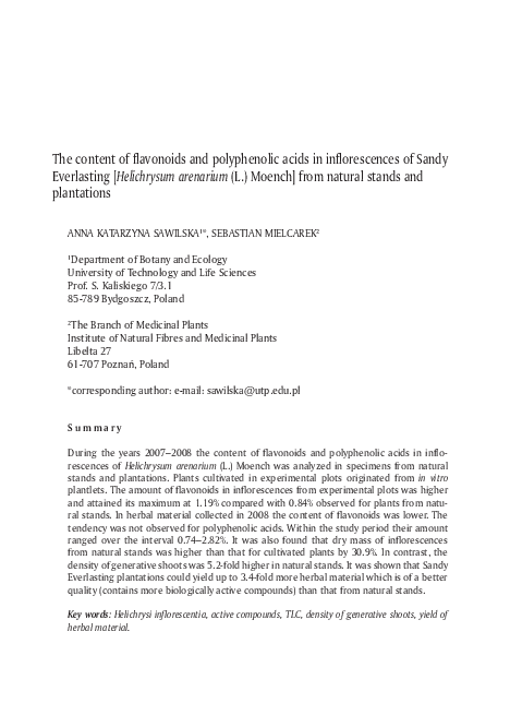(PDF) The content of flavonoids and polyphenolic acids in ...