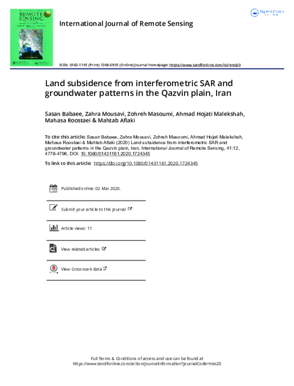 (PDF) Land subsidence from interferometric SAR and groundwater patterns ...