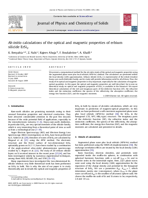(PDF) Ab-initio calculations of the optical and magnetic properties of ...