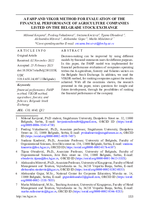 (PDF) A Fahp and Vikor Method for Evaluation of the Financial ...