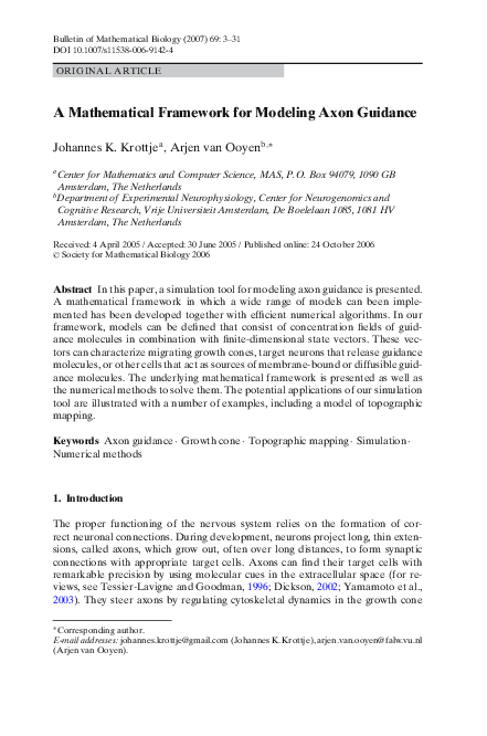 (PDF) A Mathematical Framework for Modeling Axon Guidance