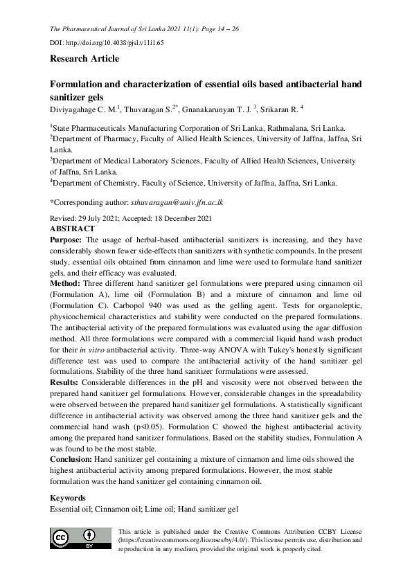 (PDF) Formulation and Characterization of Essential Oils Based ...