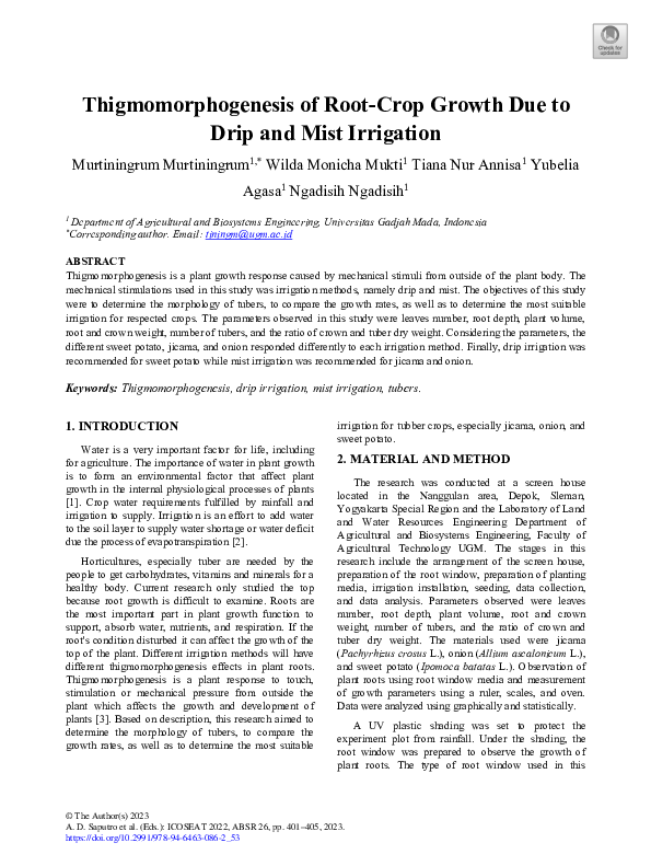 (PDF) Thigmomorphogenesis of Root-Crop Growth Due to Drip and Mist ...